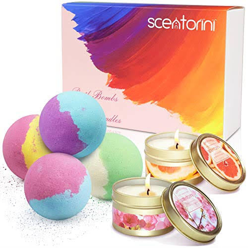 Scentorini Bath Bomb and Scented Candle Gift Set